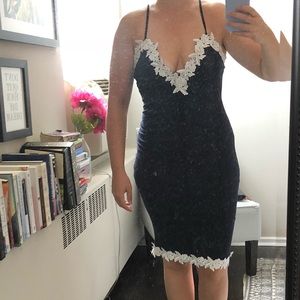 NWT Navy Dress with Lace Detail